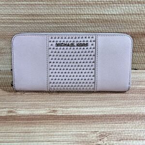 Michael Kors MK Zip Around Continental Micro Stud Wallet Ballet Rose Pink